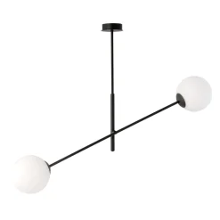 Linear taklampe 2 lys - Svart/Opal glass