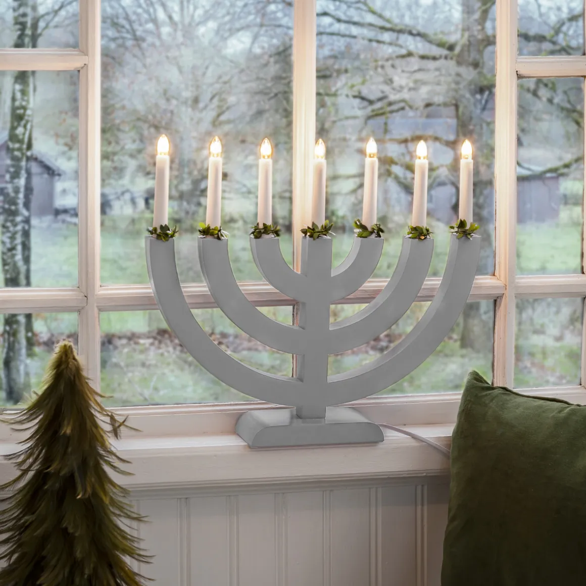 Adventsstake 7 armet - Grå
