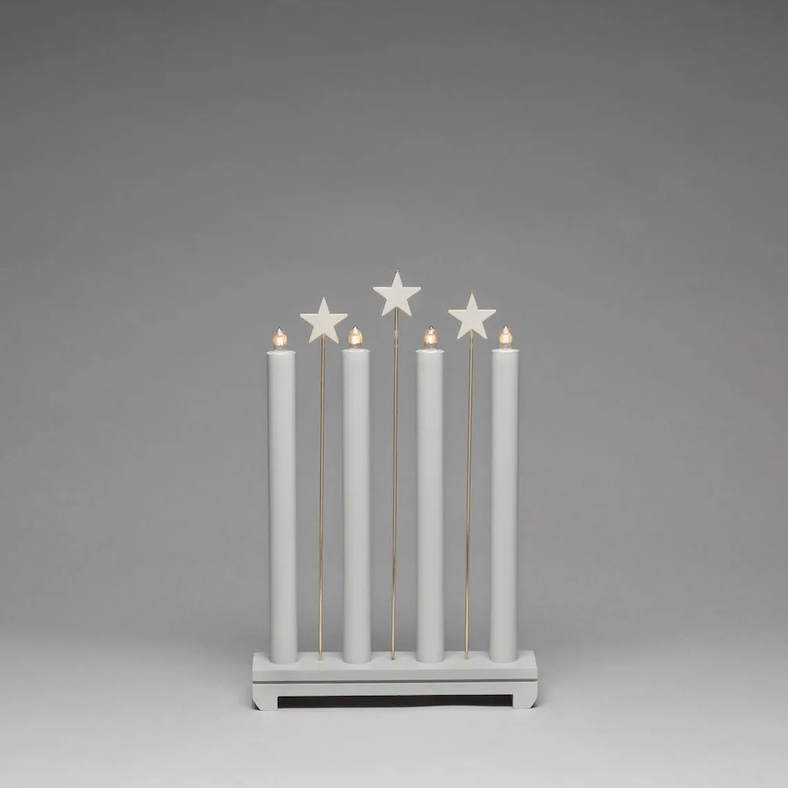 Adventsstake med stjerner - Lys grå
