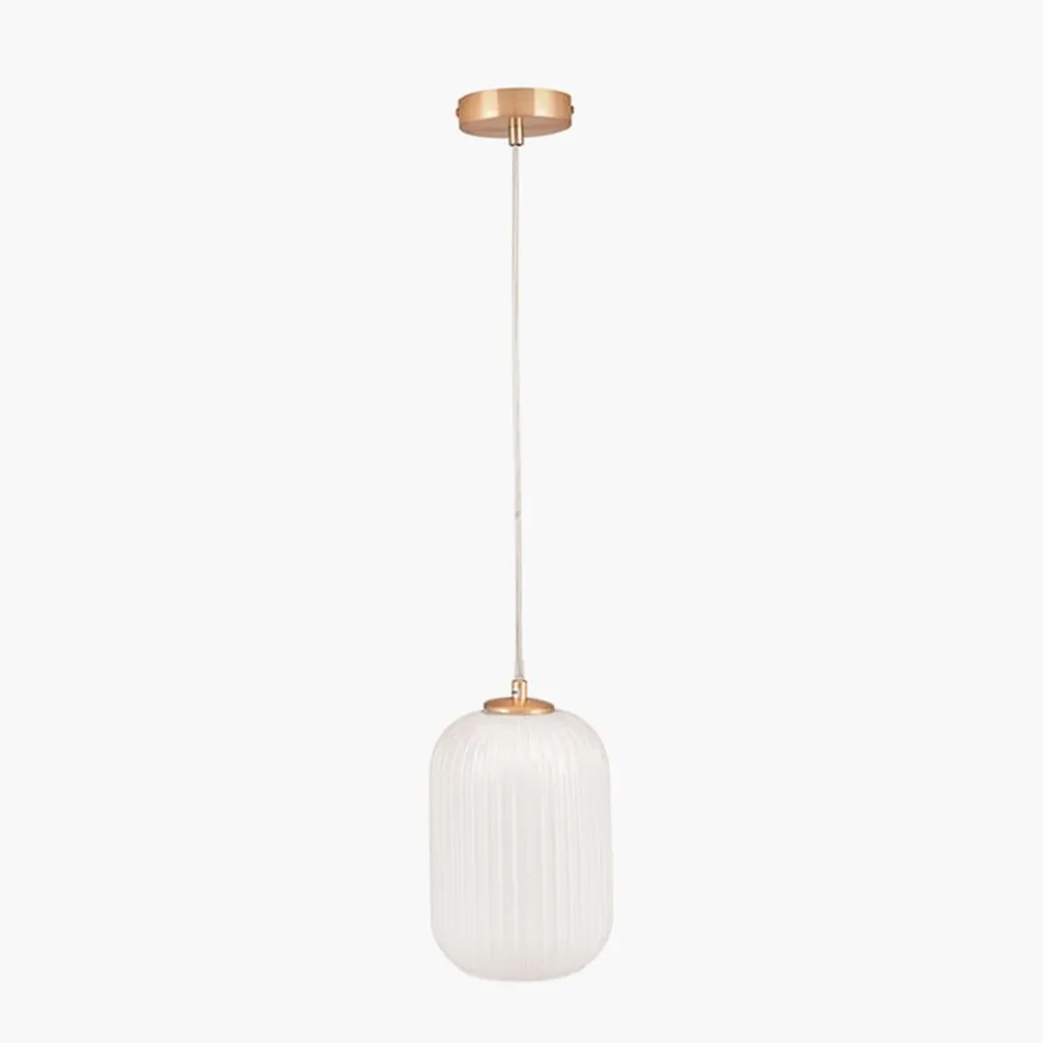 Alessia takpendel 15 cm ribbet glass - Opal/Messingfarget
