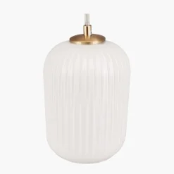 Alessia takpendel 15 cm ribbet glass - Opal/Messingfarget