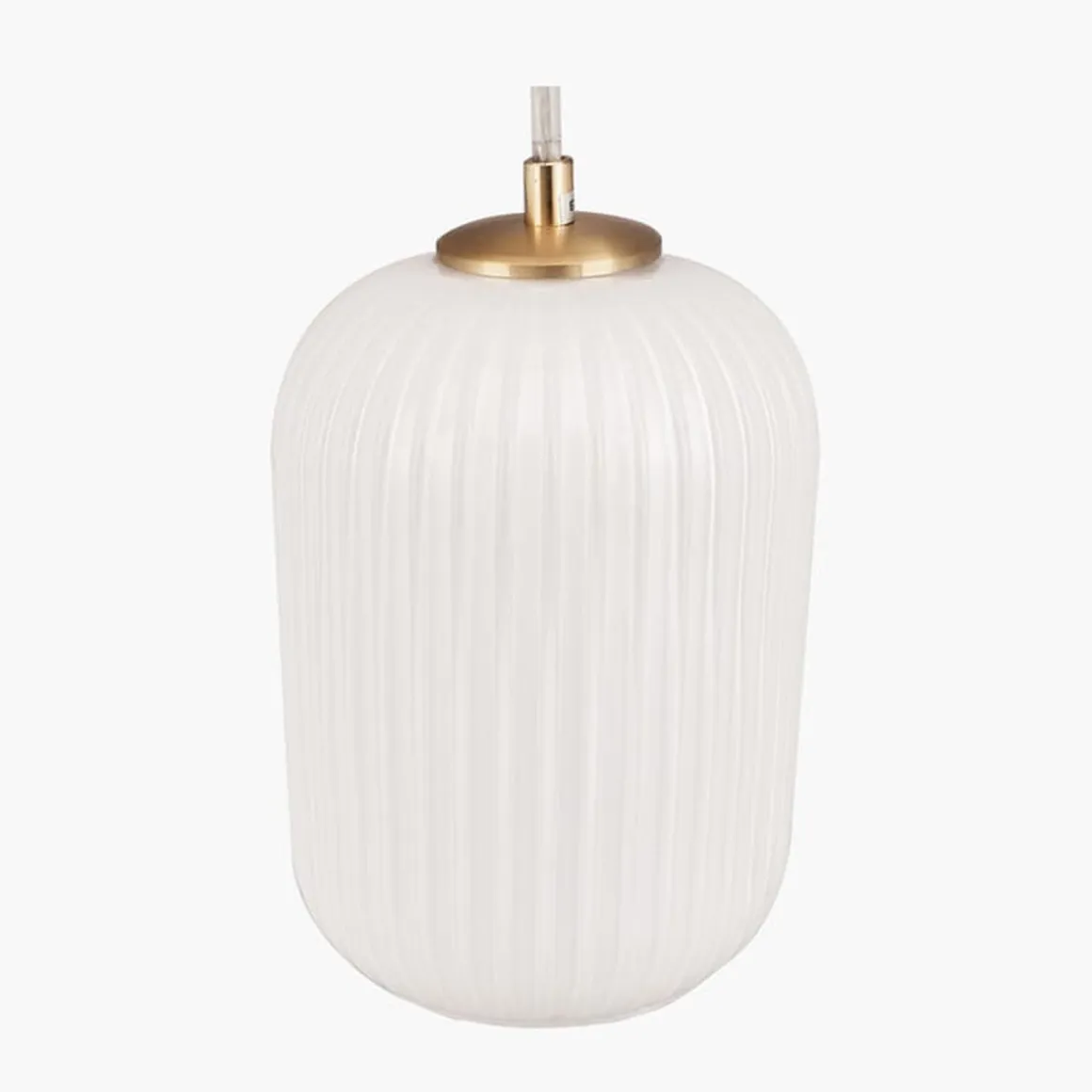 Alessia takpendel 15 cm ribbet glass - Opal/Messingfarget