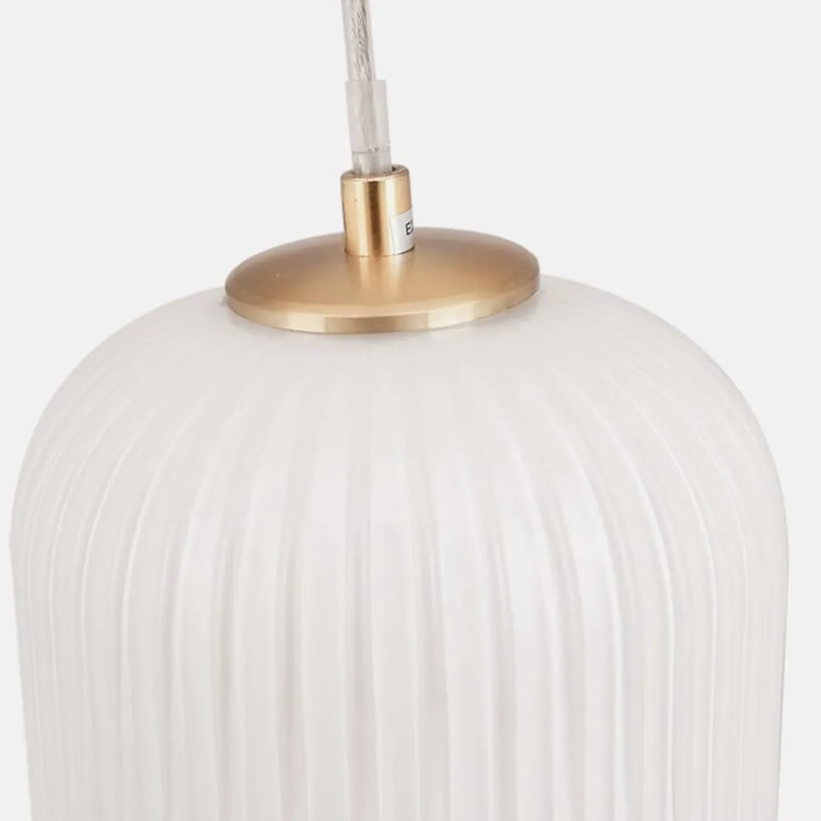 Alessia takpendel 15 cm ribbet glass - Opal/Messingfarget