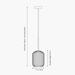 Alessia takpendel 15 cm ribbet glass - Opal/Messingfarget