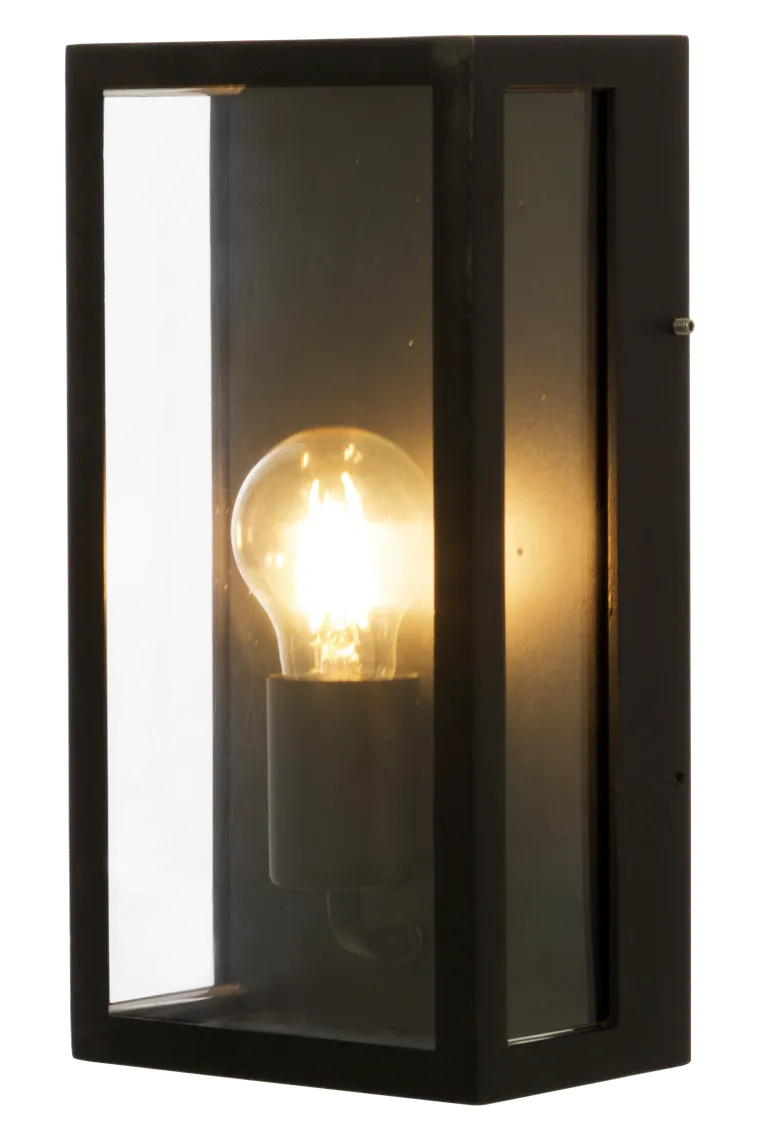 Arendal vegglampe utendørs IP44 E27 - Svart/Klart glass