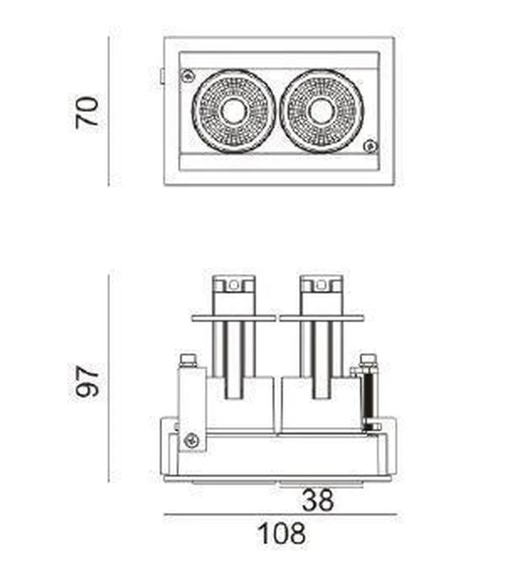 Aria mini flex K2 downlight justerbar 2x5W 3000K RA90 Dimbar - Svart