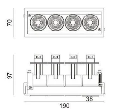 Aria mini flex K4 downlight justerbar 4x5W 2700K RA90 Dimbar - Svart