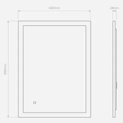 Ascot 800 speil for baderom IP44 50W Led 2700-6000 Kelvin 80x60 cm