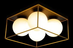 Astro taklampe 36x36 cm - Svart/opal/gullfarget