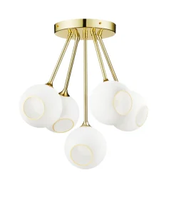 Ballroom Molecule taklampe - messing base/hvitt glass