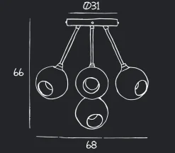 Ballroom Molecule taklampe - messing base/lilla glass