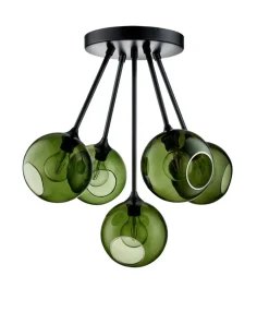Ballroom Molecule taklampe - svart base/grønn glass
