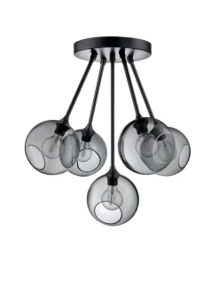 Ballroom Molecule taklampe - svart base/sotet glass