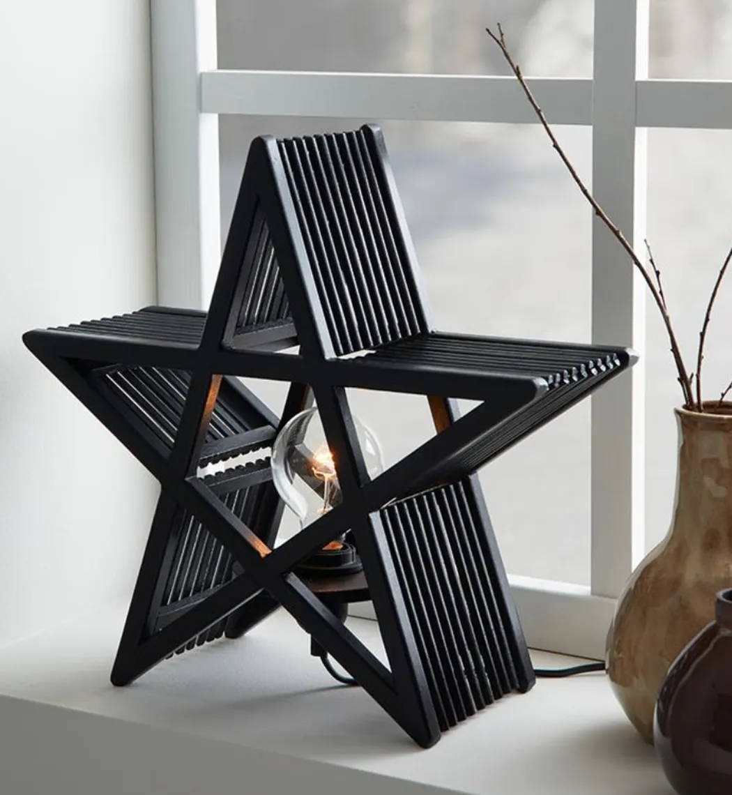 Bamboo stjerne bordlampe - Svart - Svart