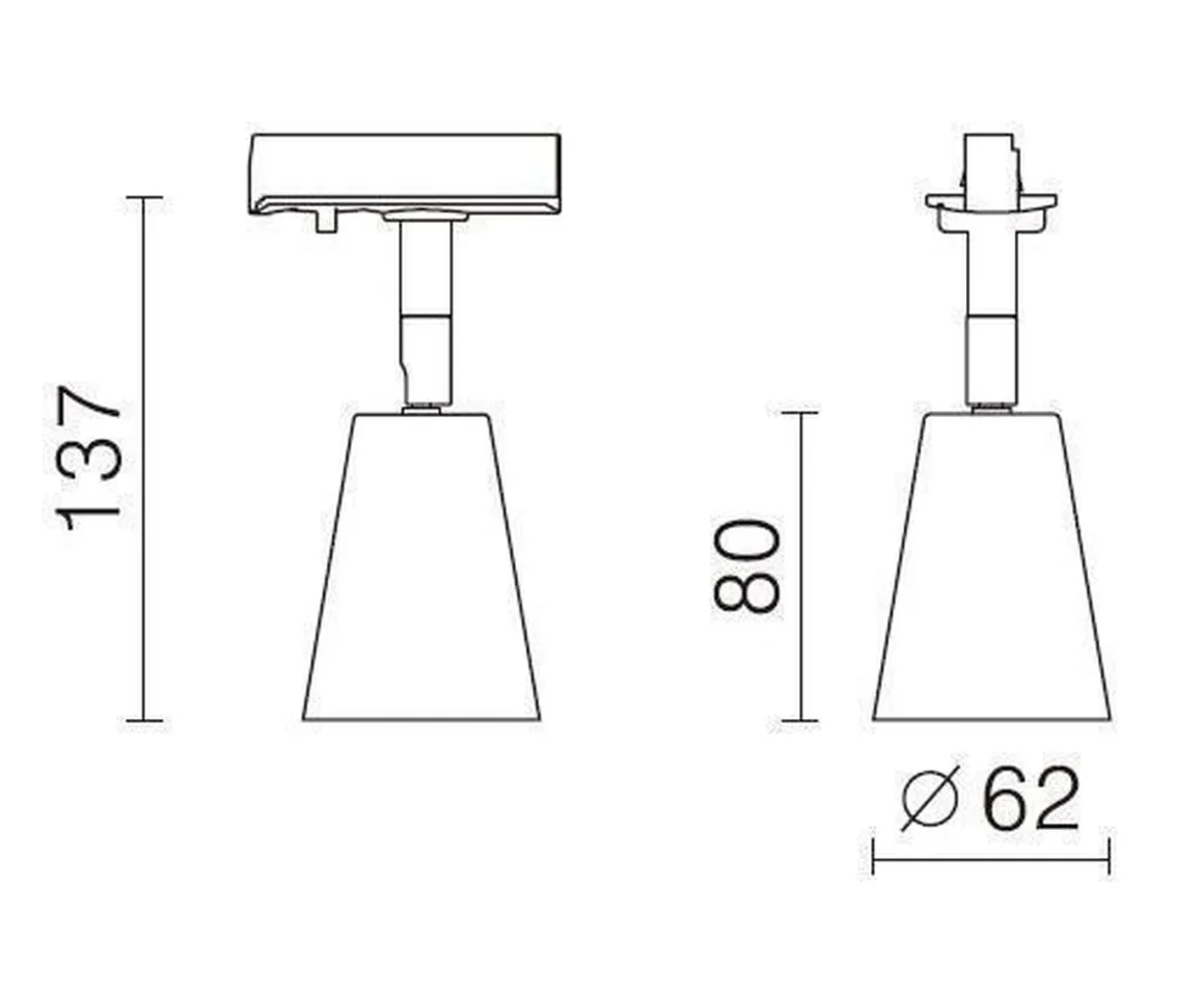Bocca spotskinne 5 spotter 2 meter - Svart