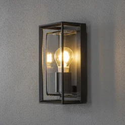 Brindisi vegglampe utendørs - Svart/Klart glass
