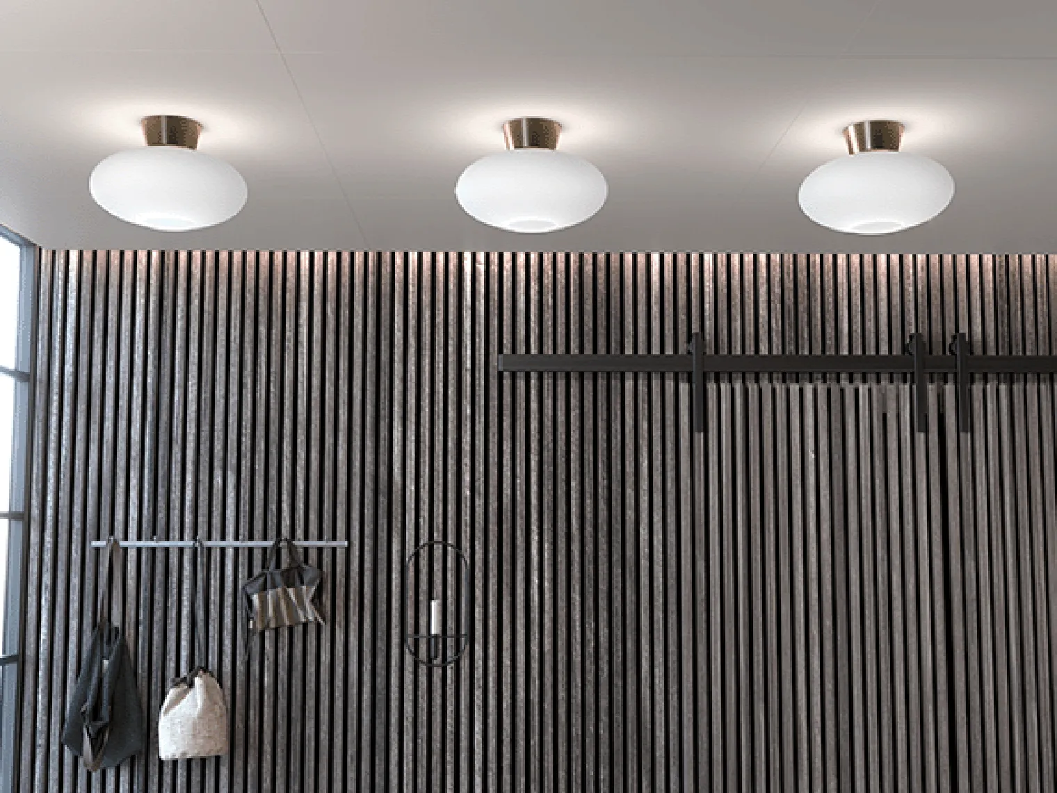 Bullo taklampe XL 38 cm IP21 - Messing/Opal glass
