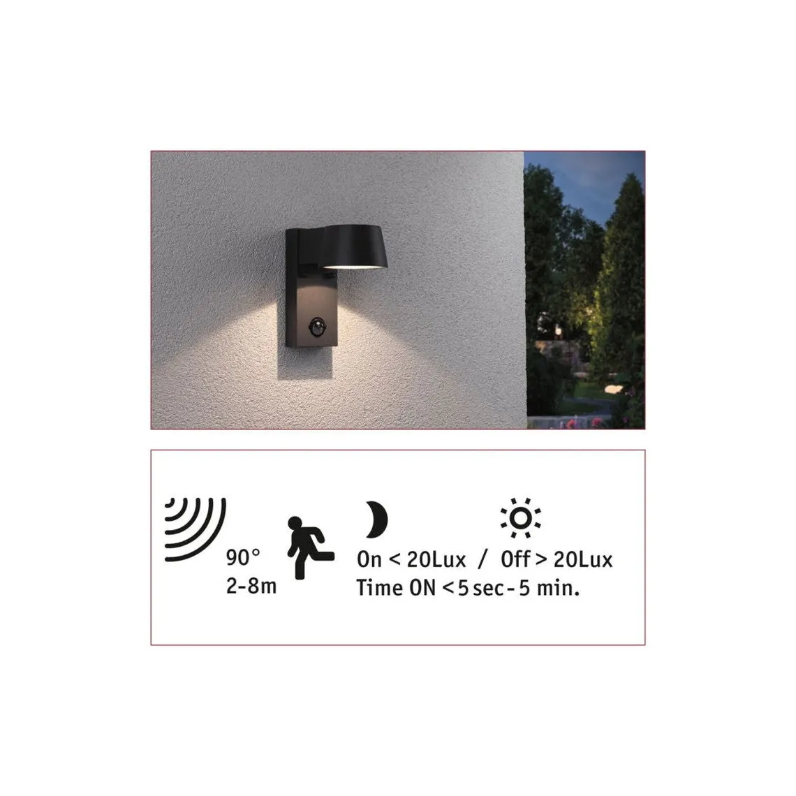 Capea vegglampe utendørs IP44 6W 3000 Kelvin - Sensor