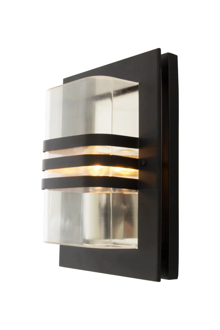 Capo vegglampe utendørs IP44 E27 - Svart/Klart glass
