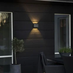 Chieri vegglampe utendørs opp/ned 8x1W IP54 - Antrasitt grå