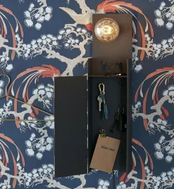 Combo vegglampe/nøkkelskap - Svart - Svart