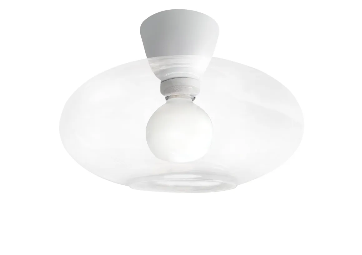 Cup 105 taklampe med glasskuppel 28 cm - Hvit/Klart glass