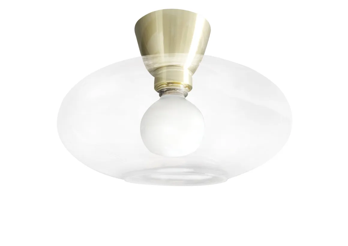 Cup 105 taklampe med glasskuppel 28 cm - Messingfarget/klart glass