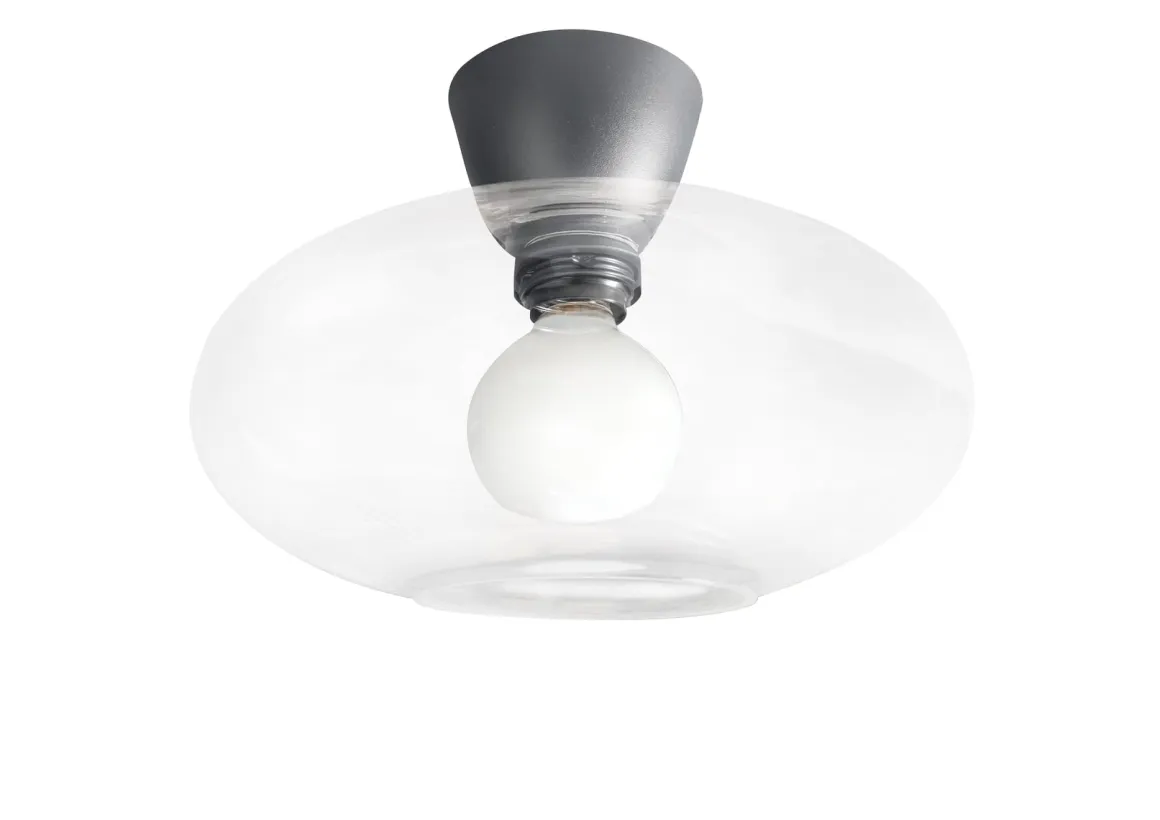 Cup 105 taklampe med glasskuppel 28 cm - Svart/Klart glass