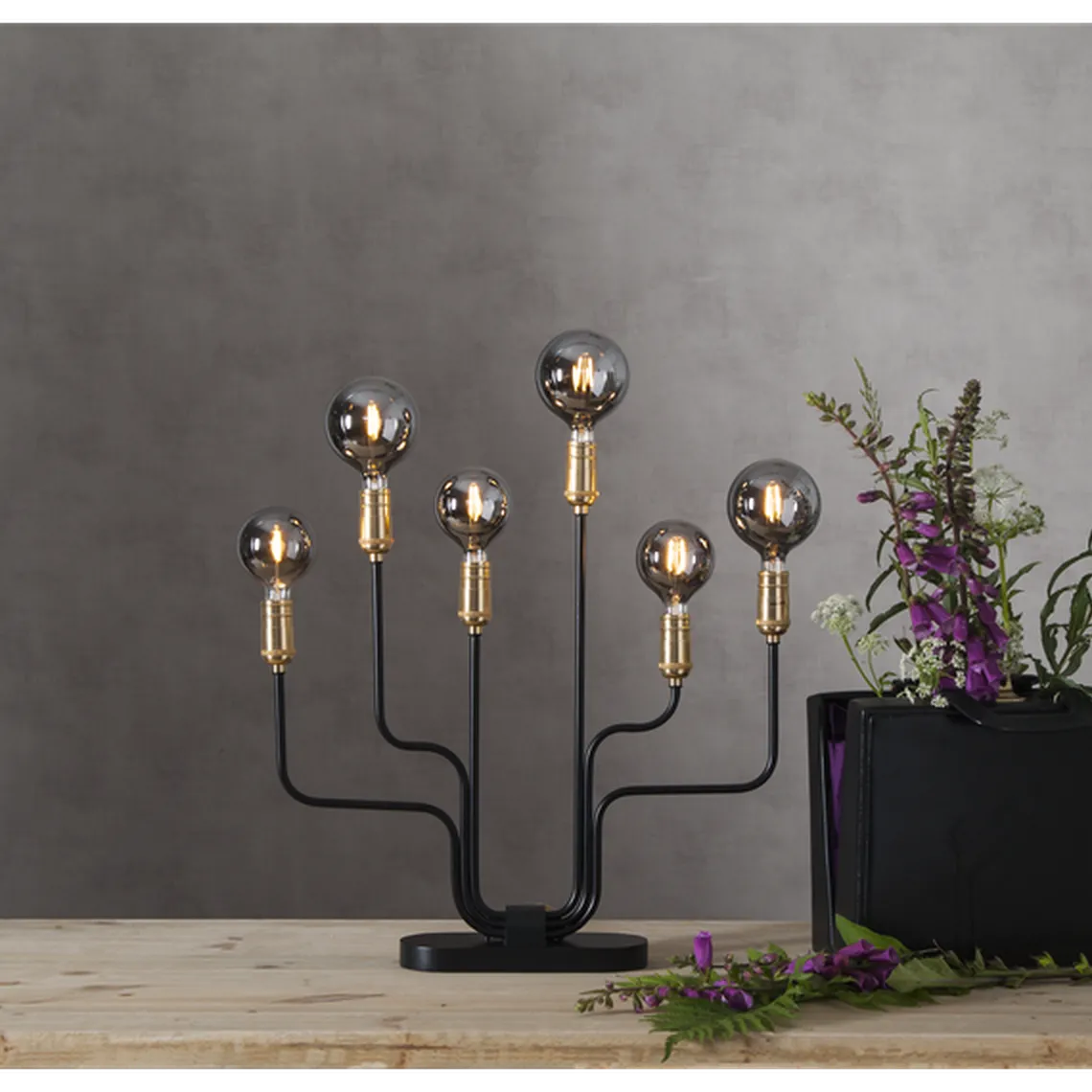 Decoration Globe smoke 95mm, dimbar E14 1,4W - Smoke