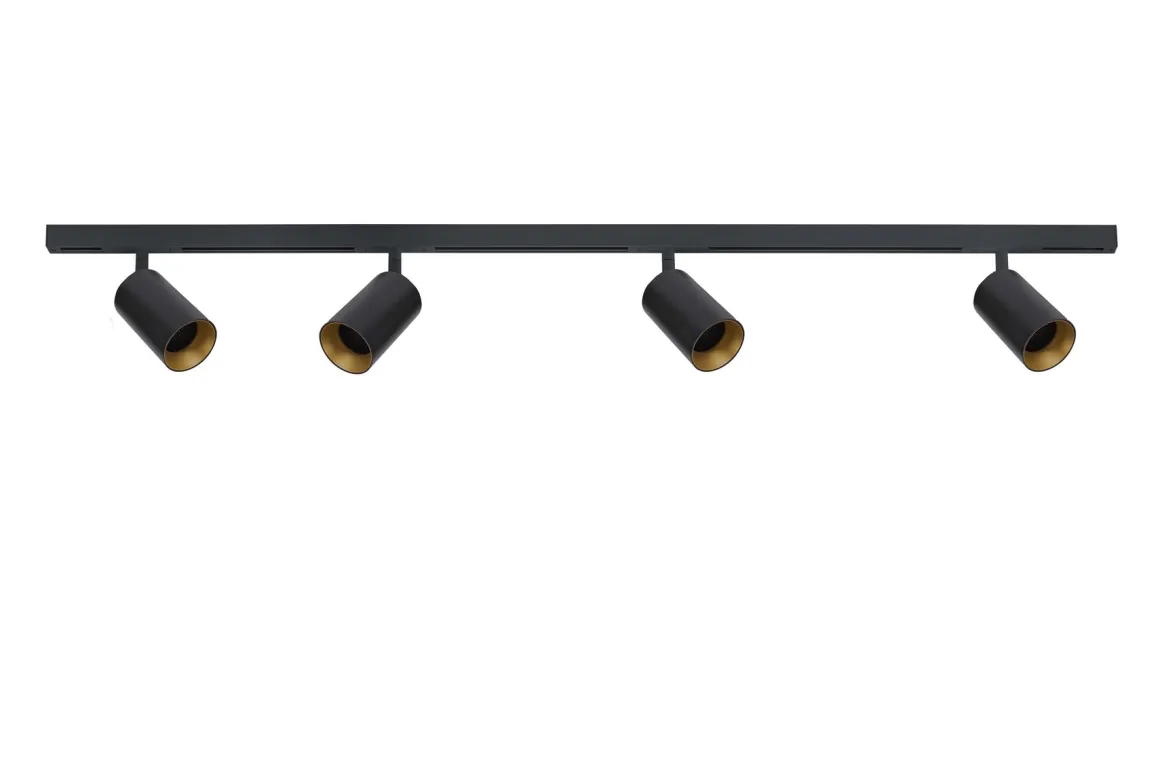Designline Tube Pro komplett 1.9 meter spotskinne med 4 spotter GU10 - Svart