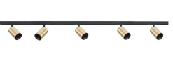 Designline Tube Pro komplett 1.9 meter spotskinne med 5 spotter GU10 - Svart/Messing
