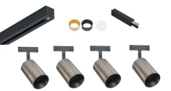 Designline Tube Pro komplett 1.9 meter spotskinne med 4 spotter GU10 - Svart/Titanium
