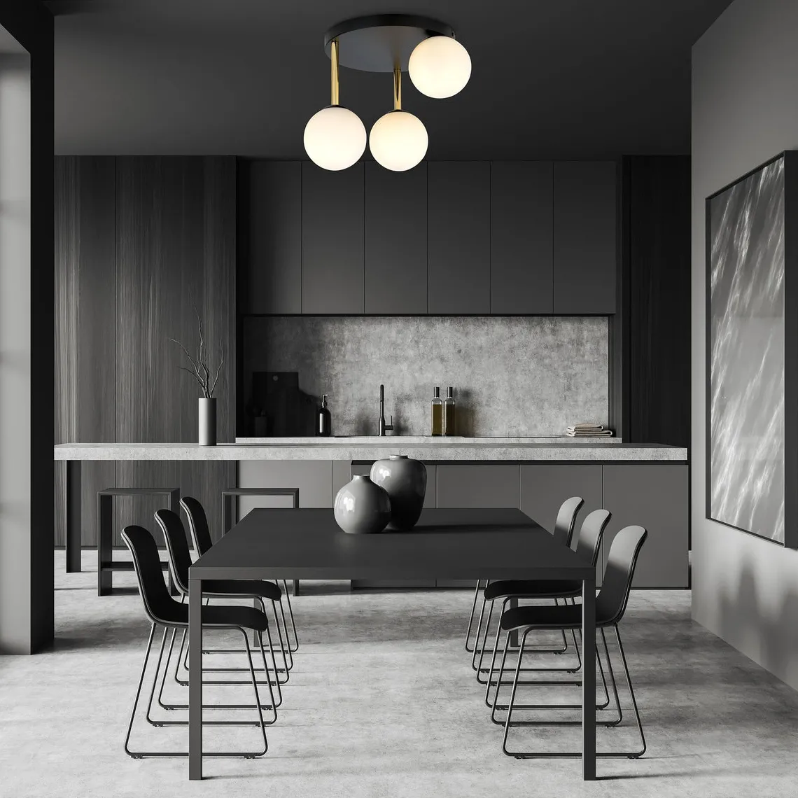 Dolce taklampe 3-lys - Svart/Opal/Gullfarget