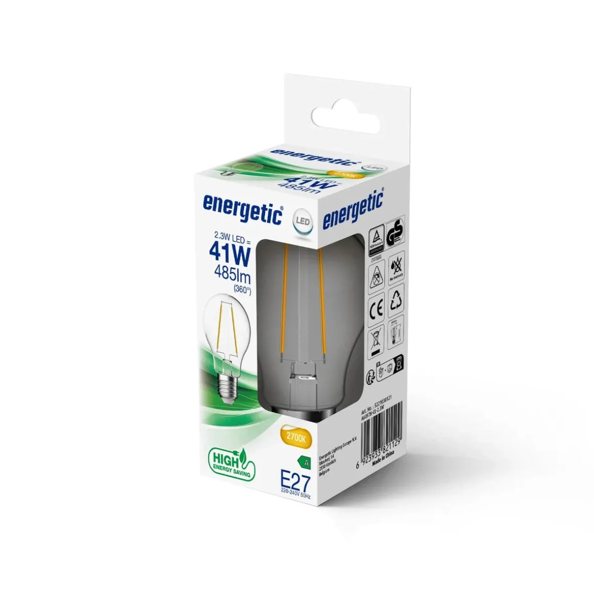E27 Filament 2,3W 2700K 485 lumen - Ikke dimbar