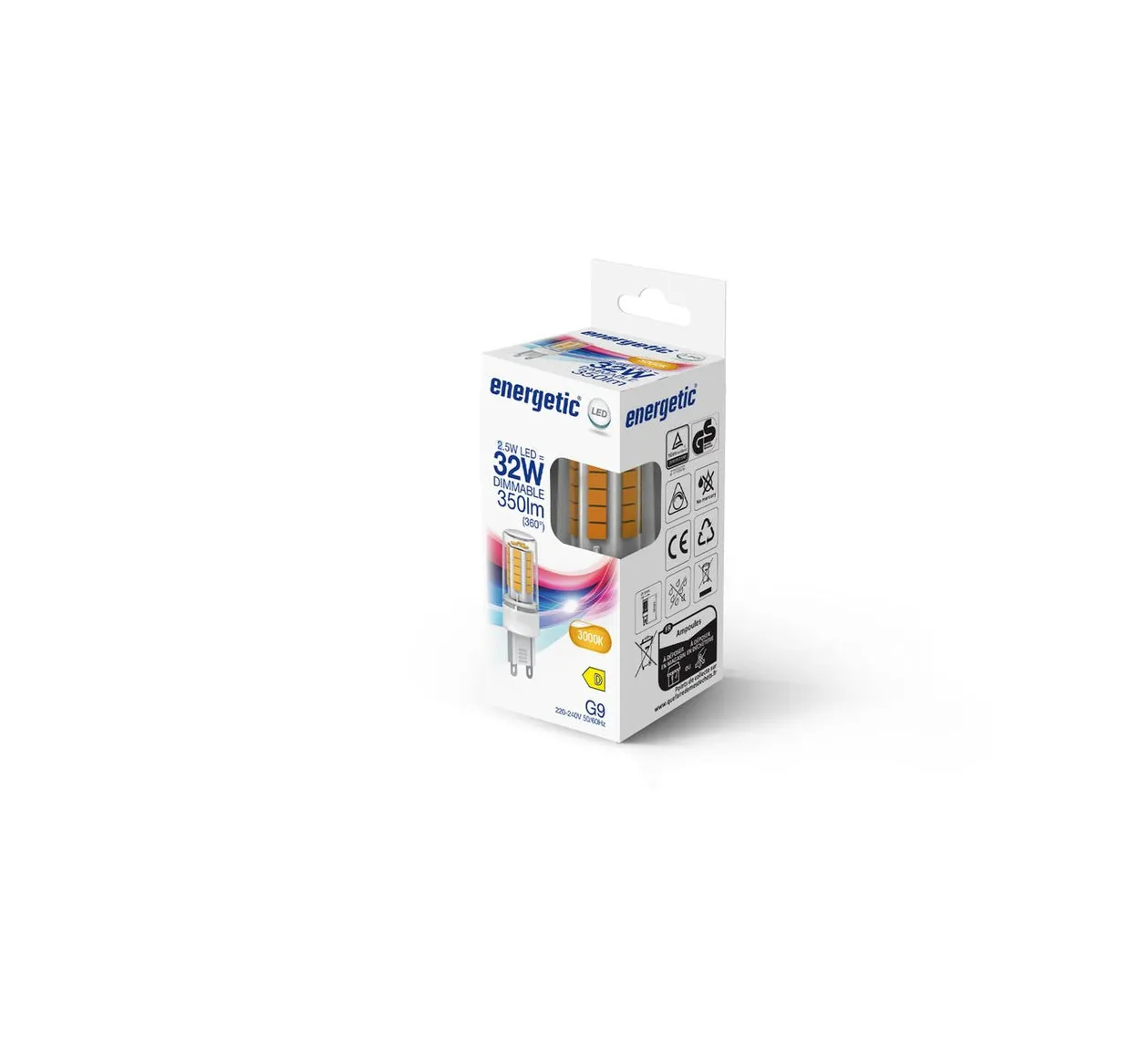 Energetic G9 lyspære 3,5W 3000K 350 Lumen - Dimbar
