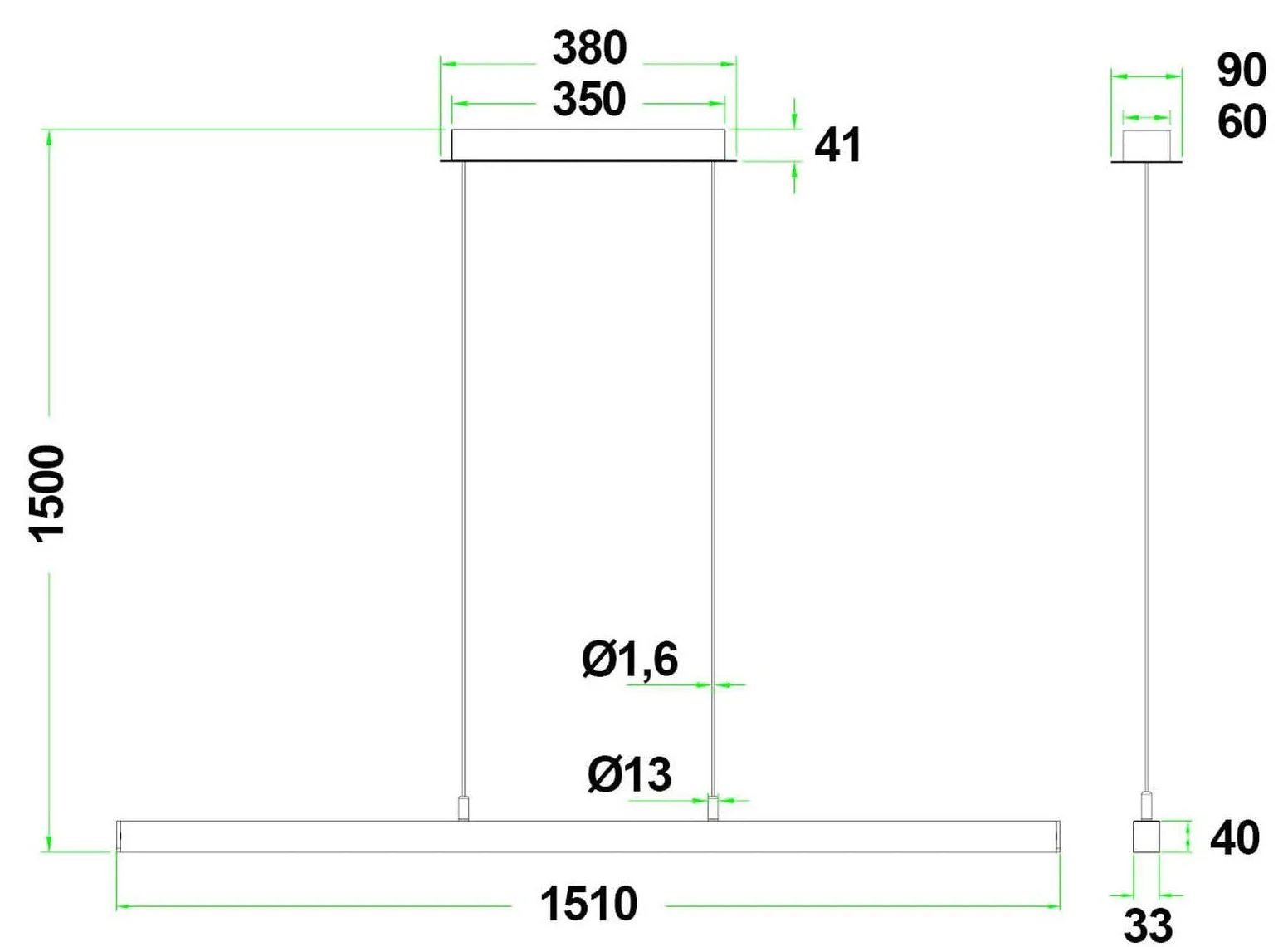 Era 1500 takpendel 27W LED 2700 Kelvin RA90 dimbar