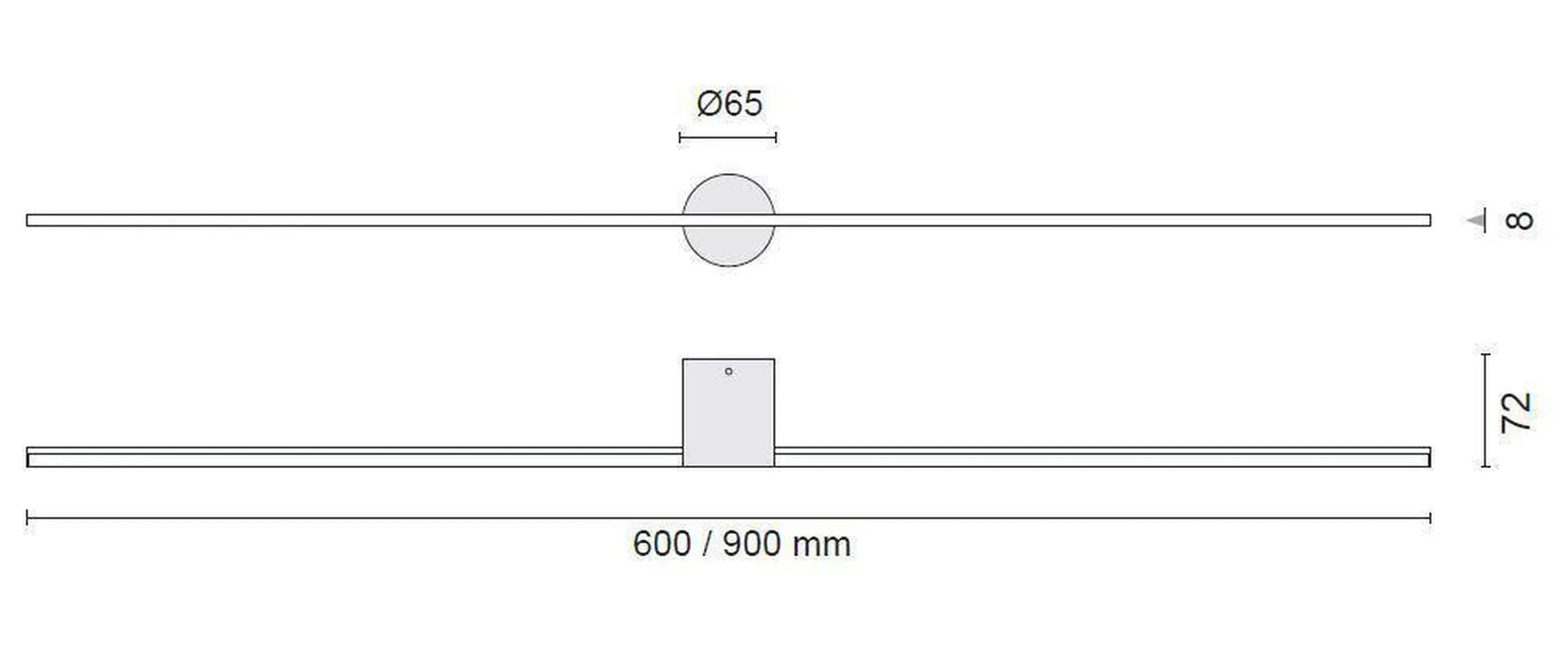 Eros 600 vegglampe IP44 dimbar Inwards - Svart