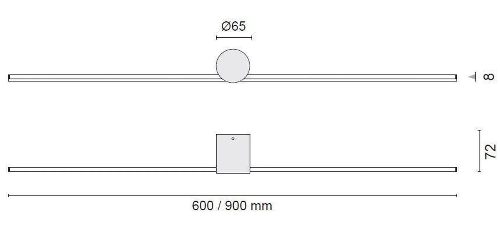 Eros 900 vegglampe IP44 dimbar - Svart