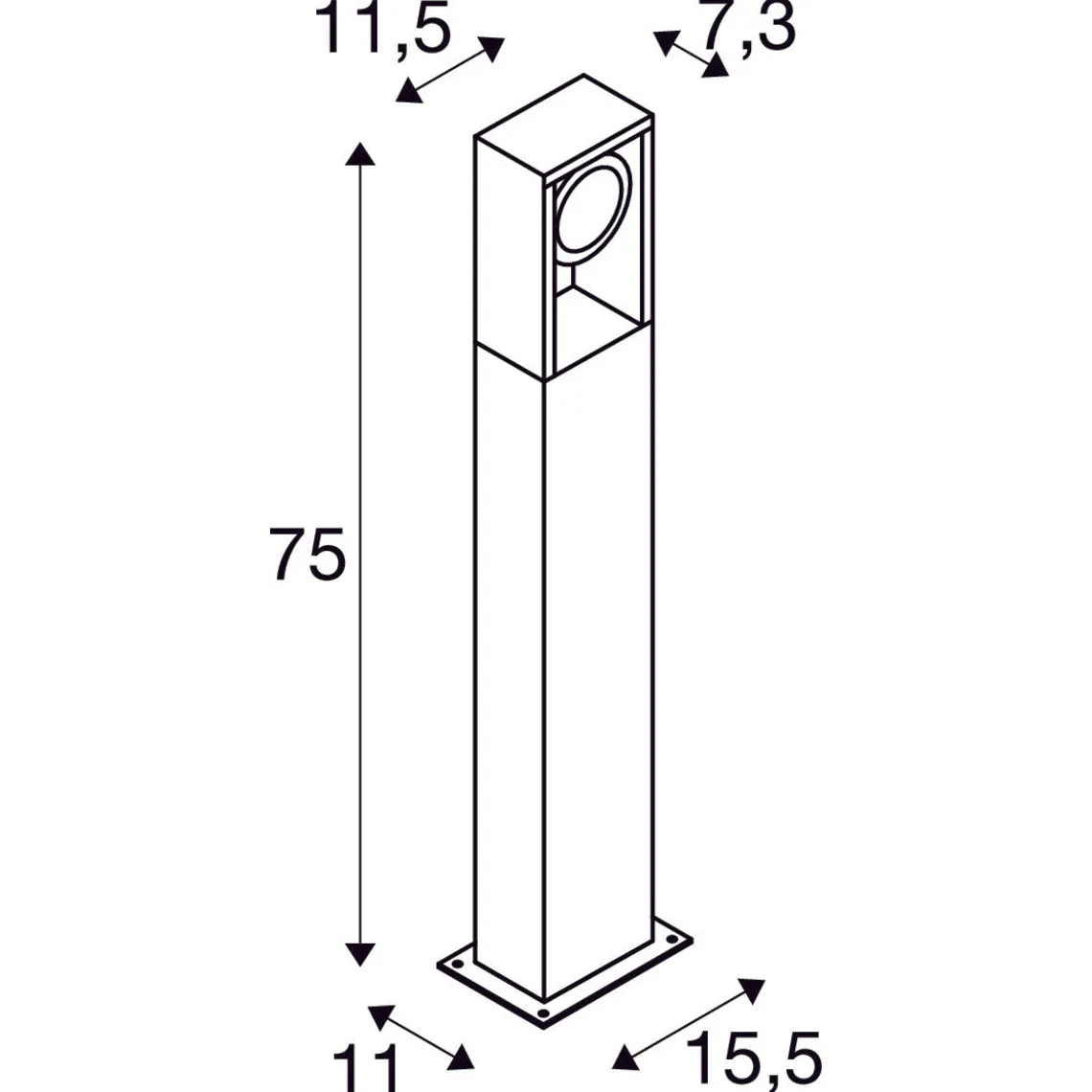 Eskina pullert 75 cm 15W 3000/4000 Kelvin IP65