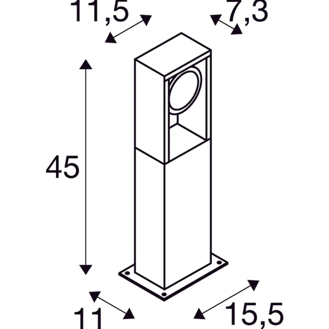 Eskina pullert 45 cm 15W 3000/4000 Kelvin IP65