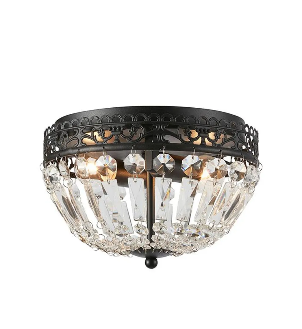 Etienne taklampe 25 cm - Svart/Klar - Svart / Krystall