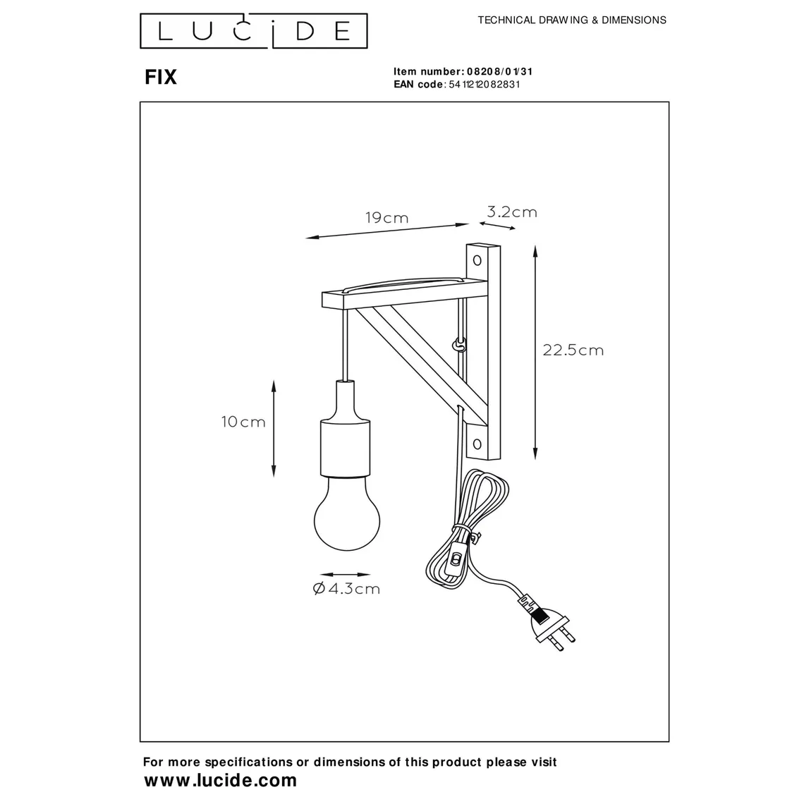 Fix vegglampe