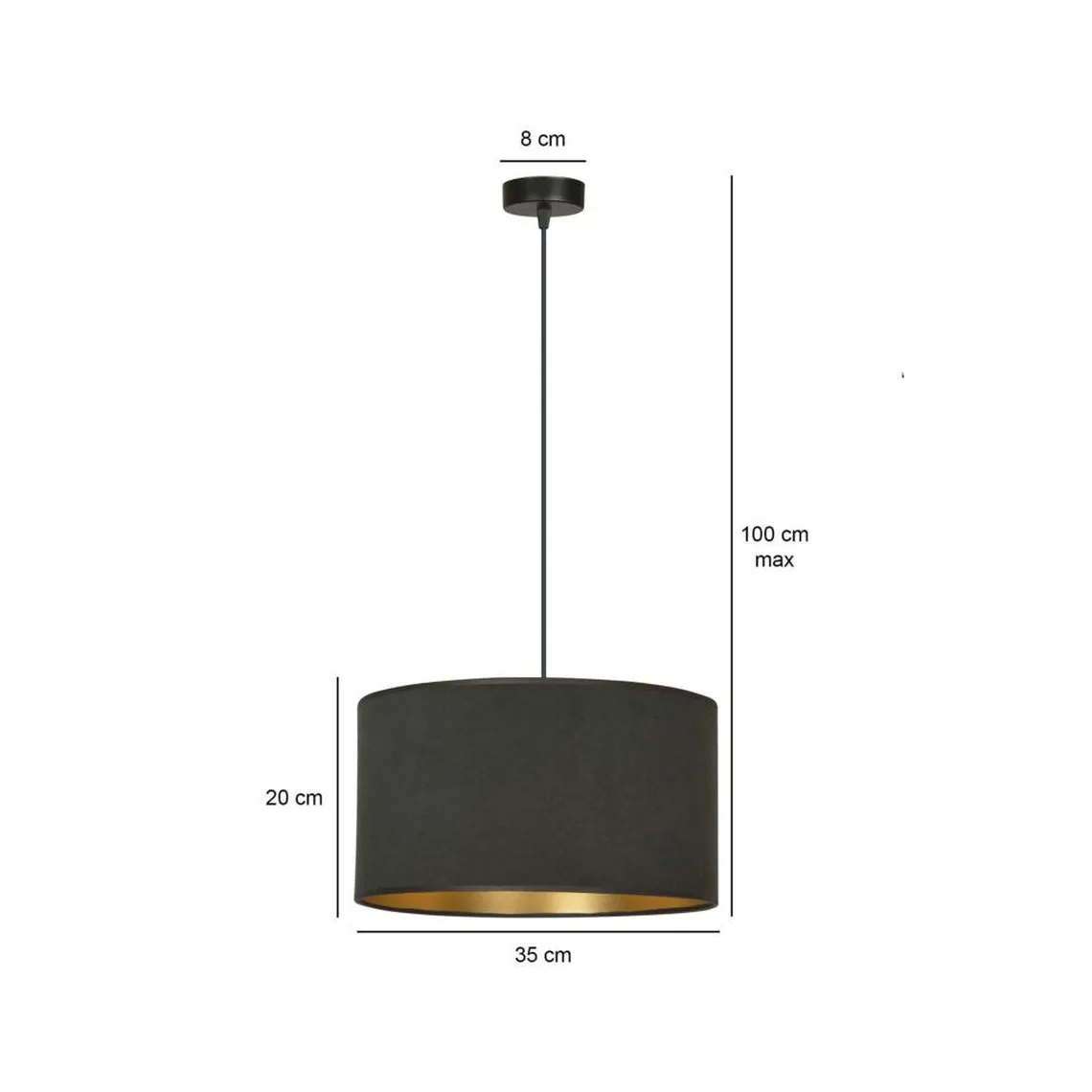Hilde takpendel 35 cm - Svart/Gullfarget