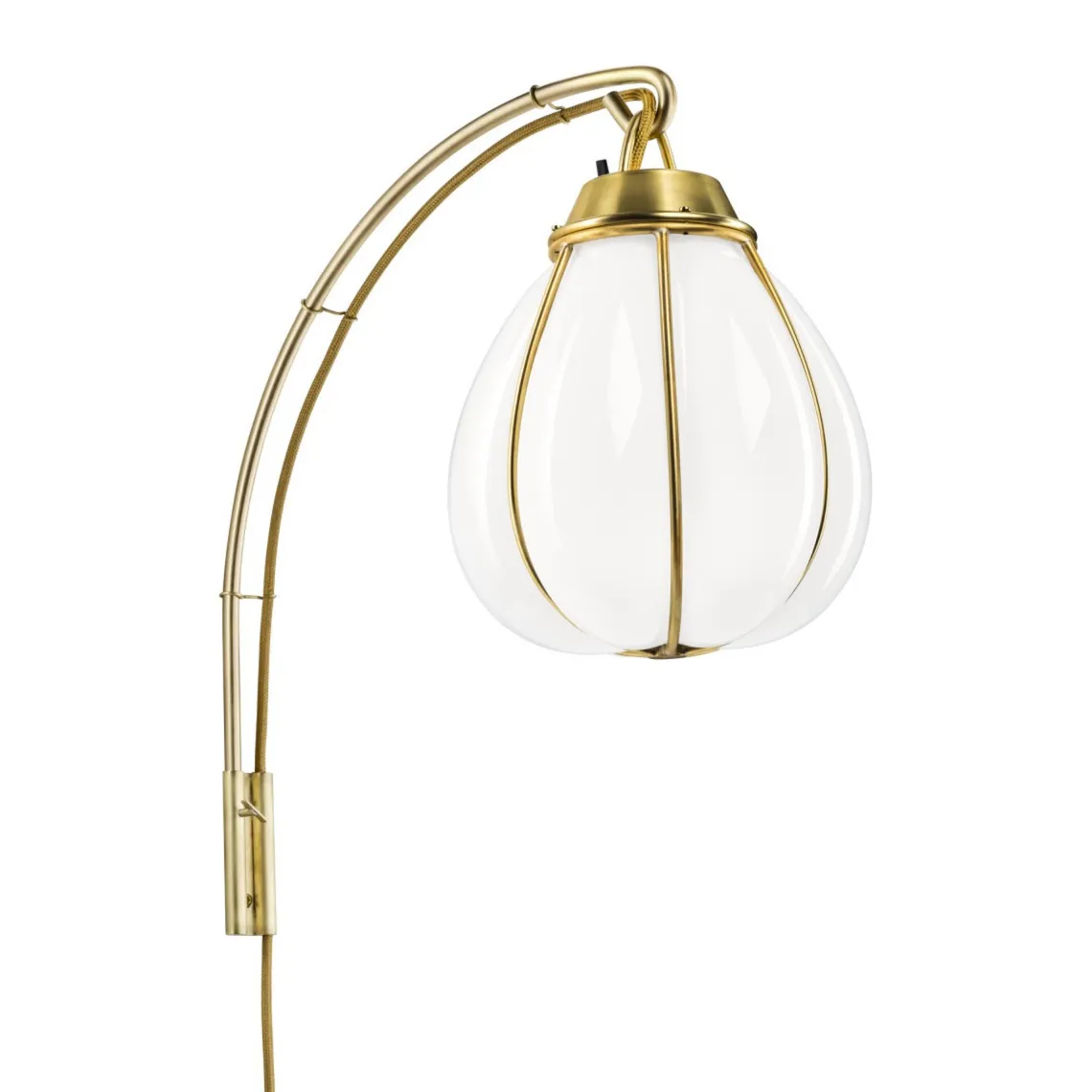 Hobo vegglampe - Rå messing/Hvit