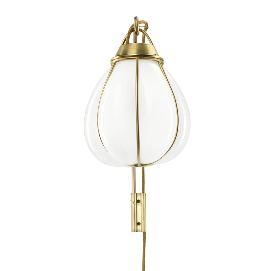 Hobo vegglampe - Rå messing/Hvit