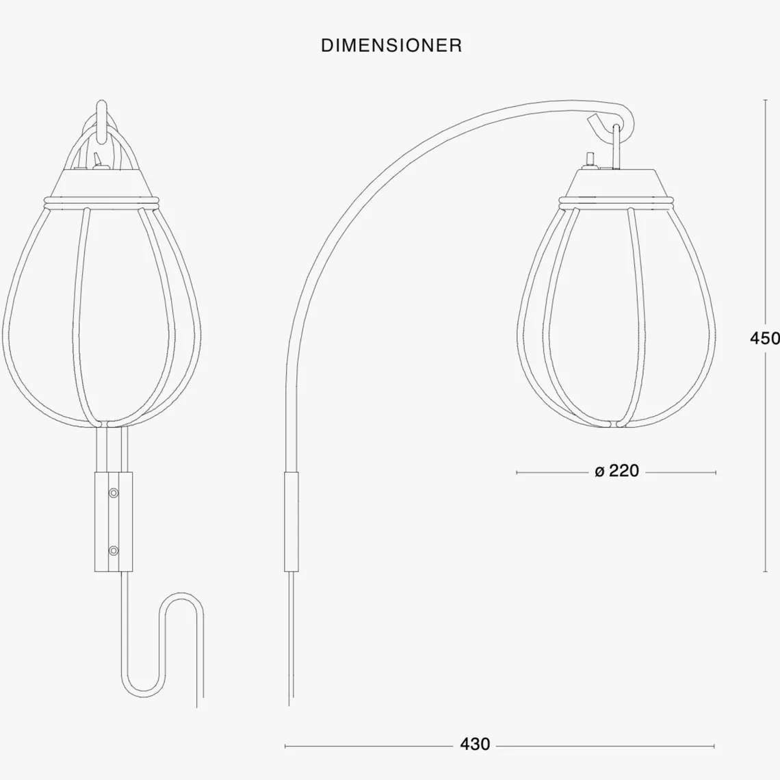 Hobo vegglampe - Rå messing/Hvit