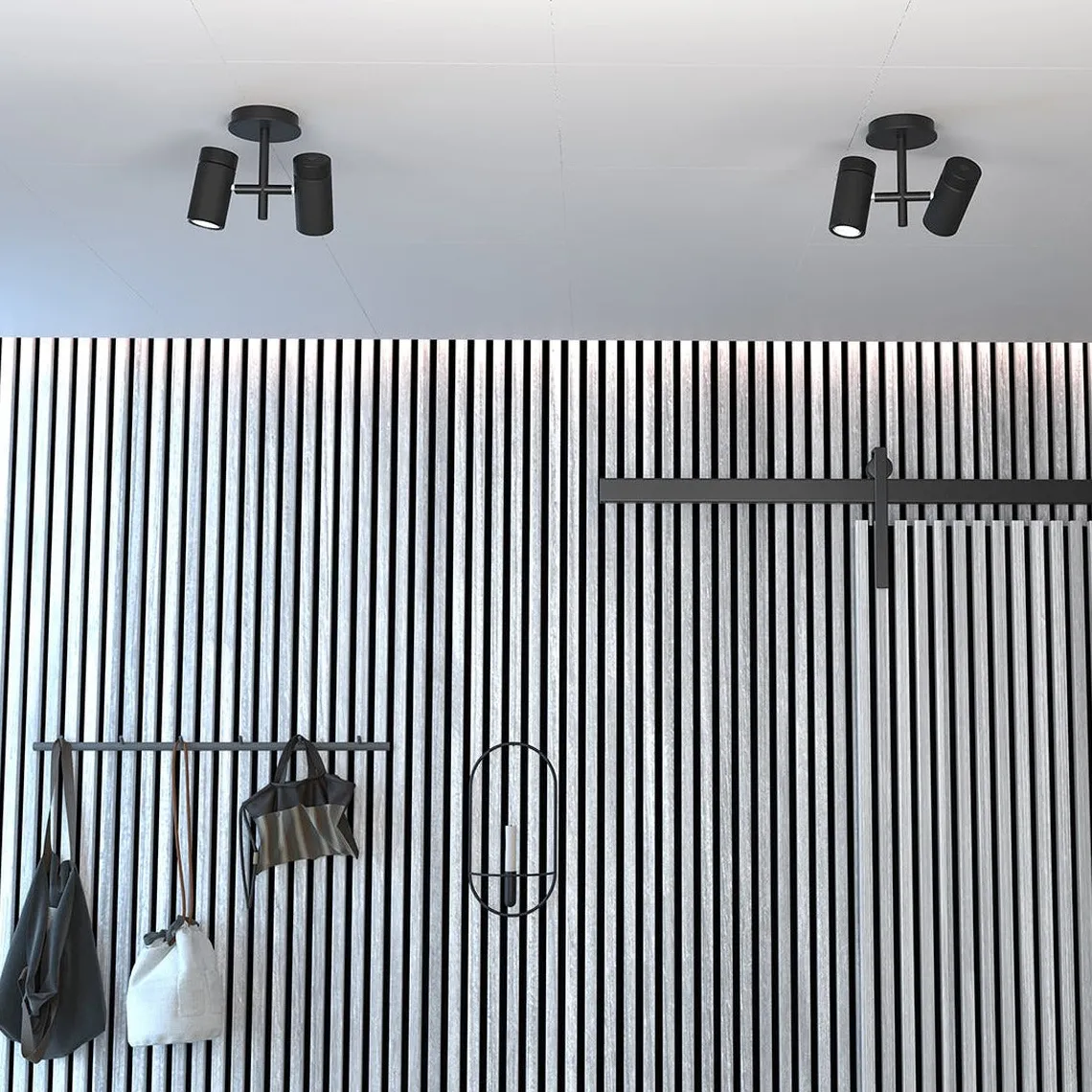 Holder taklampe 2-spotlight - Svart