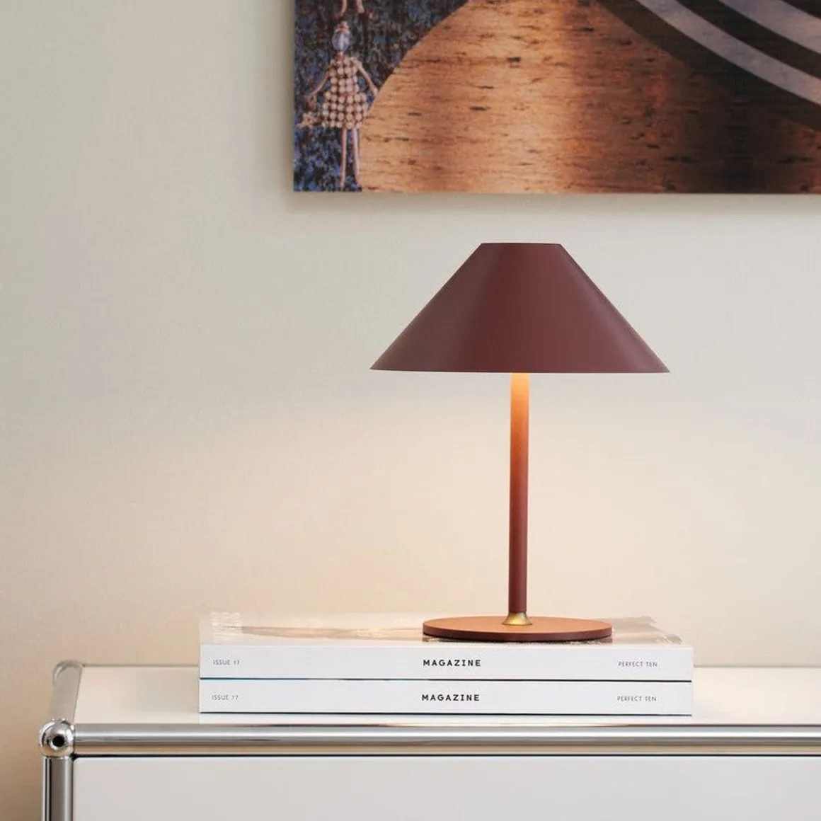 Hygge bordlampe 19 oppladbar - Rødbrun