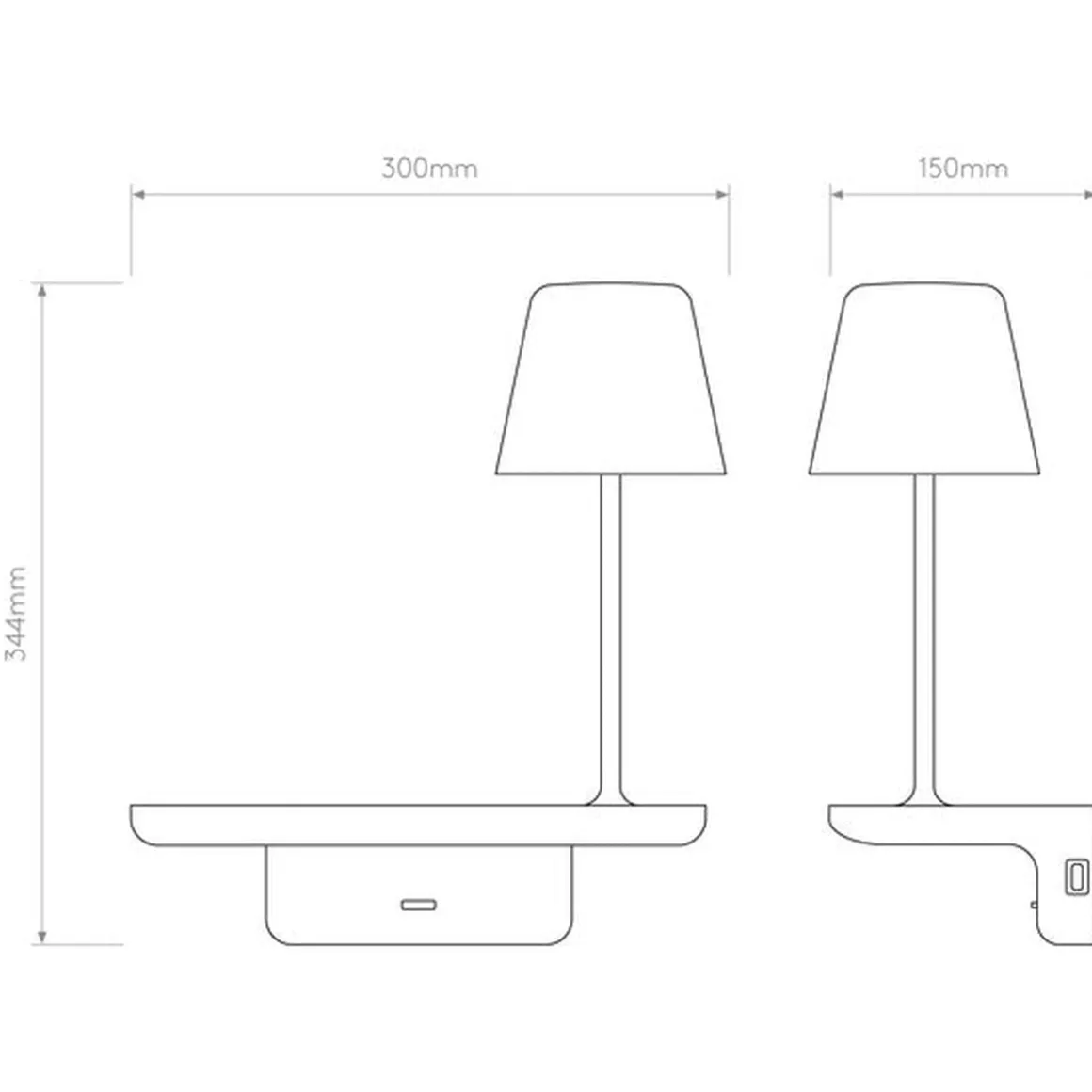 Ito vegglampe med trådløs lader og USB