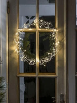 Julekrans med lys 45 cm varmhvit led - Sølv